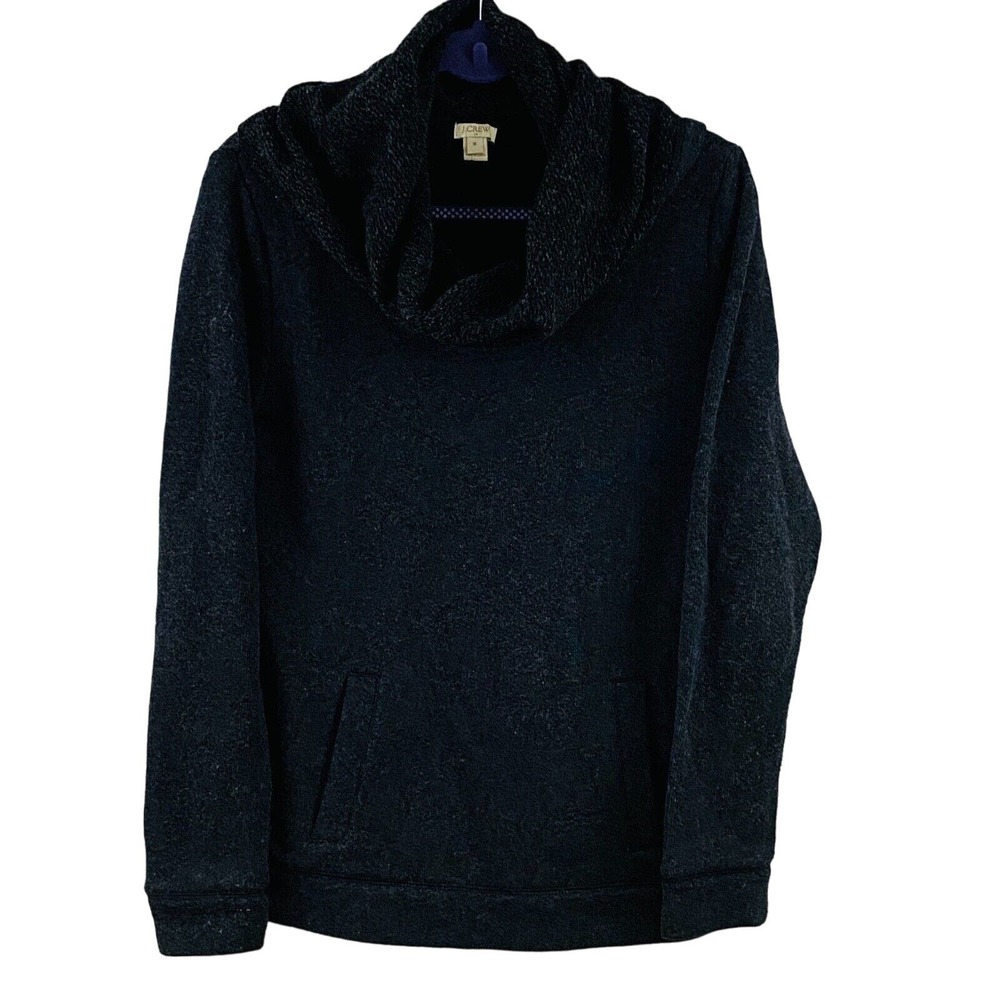 Womens M J.Crew Funnel Neck‎ Sweatshirt Heather Charcoal Front Pocket #E0820